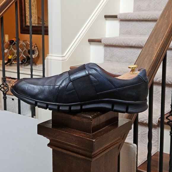 Moral Code Men's Erast Leather Slip-On Sneaker, Blue/Black, Sz 12 - Picture 9 of 16